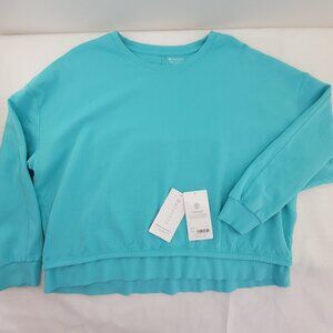 Athleta Sundown Sweatshirt in Women's X-Large Blue Solid Color Crew Long Sleeve